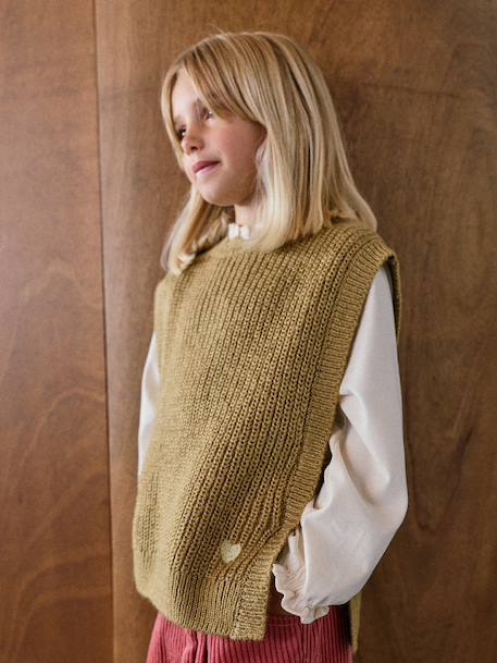 Fancy Sleeveless Jumper for Girls navy blue+olive 