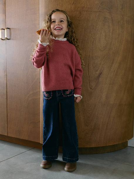 Wide-leg jeans for girls deep blue 