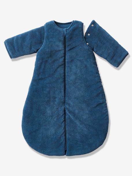 Microfibre Sleep Bag With Detachable Long Sleeve, For Strolling Dark Blue+Dark Brown 