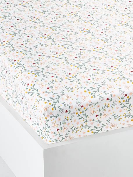 Fitted Sheet for Babies, Little Flowers Theme White 