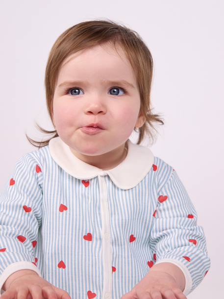 Baby pyjamas with heart print collar by PETIT BATEAU light blue 