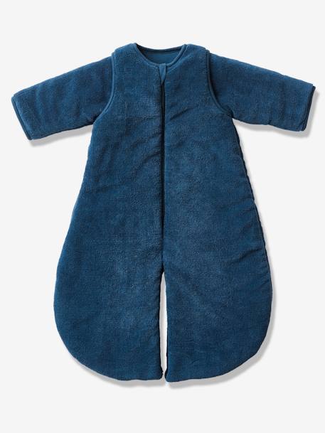 Microfibre Sleep Bag With Detachable Long Sleeve, For Strolling Dark Blue+Dark Brown 