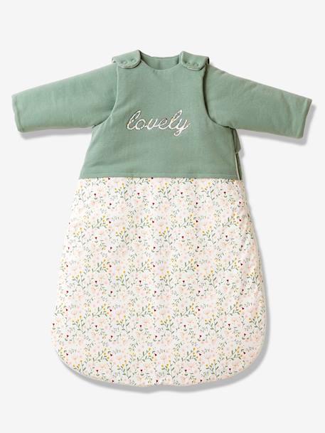 Dual Fabric Baby Sleep Bag with Removable Sleeves, FLEURETTES Green 