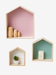 -Set of 3 House-Shaped Shelves