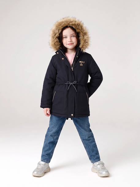 3-in-1 Parka with Hood for Girls black+GREEN DARK SOLID+khaki+PURPLE MEDIUM SOLID+sage 