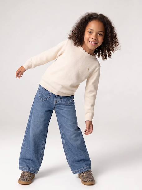 Wide-leg jeans for girls brut denim+medium blue 