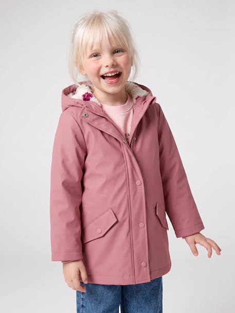 Raincoat with Sherpa Lining for Girls anthracite+green+indigo+mauve+multicoloured 