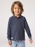 Long-sleeved polo shirts for boys slate blue+white 