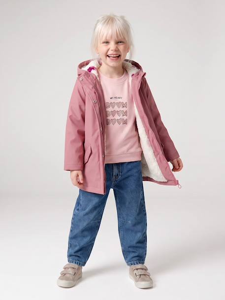 Raincoat with Sherpa Lining for Girls anthracite+green+indigo+mauve+multicoloured 