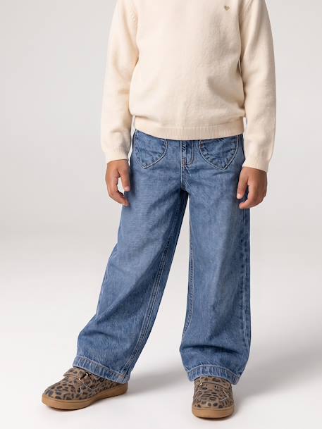 Wide-leg jeans for girls brut denim+medium blue 