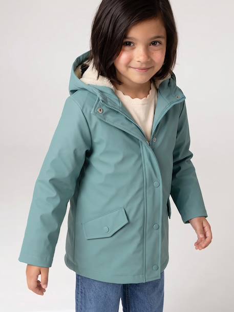Raincoat with Sherpa Lining for Girls anthracite+green+indigo+mauve+multicoloured 