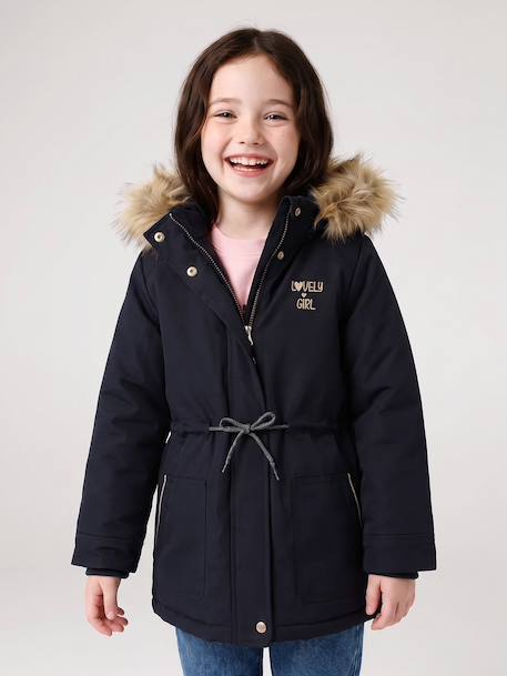 3-in-1 Parka with Hood for Girls black+GREEN DARK SOLID+khaki+PURPLE MEDIUM SOLID+sage 