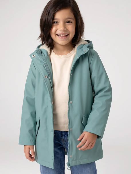 Raincoat with Sherpa Lining for Girls anthracite+green+indigo+mauve+multicoloured 