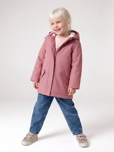 Raincoat with Sherpa Lining for Girls anthracite+green+indigo+mauve+multicoloured 