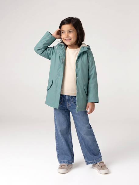 Raincoat with Sherpa Lining for Girls anthracite+green+indigo+mauve+multicoloured 