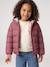 Lightweight hooded puffer jacket for girls grey green+lilac+navy blue+plum+rose 