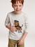 Long-sleeved T-shirt for boys bordeaux red+marl white+slate grey 