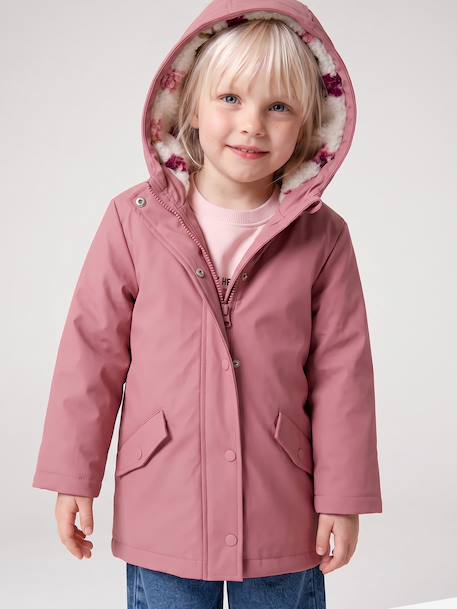 Raincoat with Sherpa Lining for Girls anthracite+green+indigo+mauve+multicoloured 