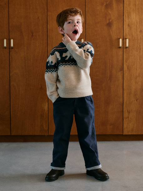 Wide-leg trousers for boys khaki+night blue 
