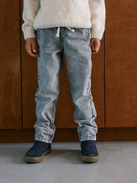 Wide Easy to Slip On Jeans for Boys bleached denim+brut denim+grey+stone 