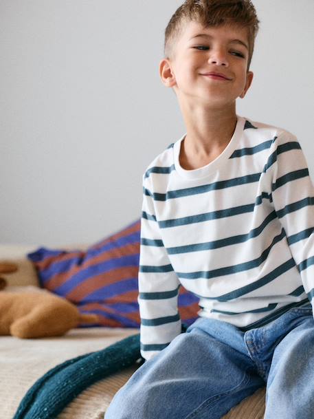 Pack of 3 long-sleeved T-shirts for boys caramel+lilac+rust+sage green 