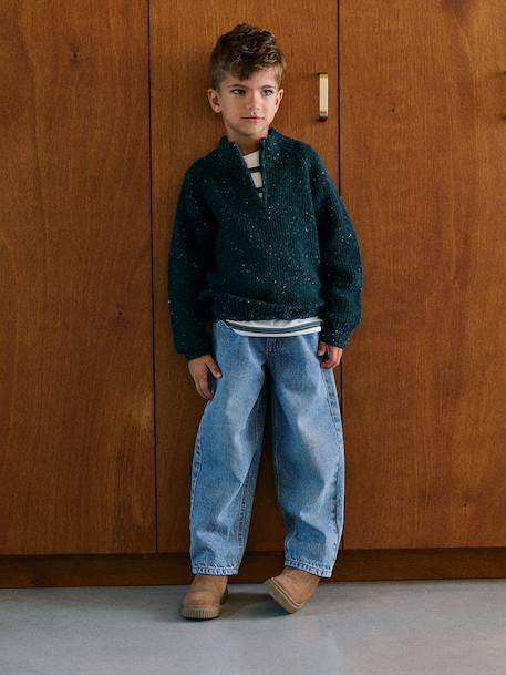 High neck jumper for boys marl blue 