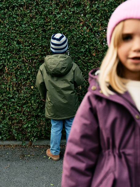 Long hooded windbreaker for boys olive 