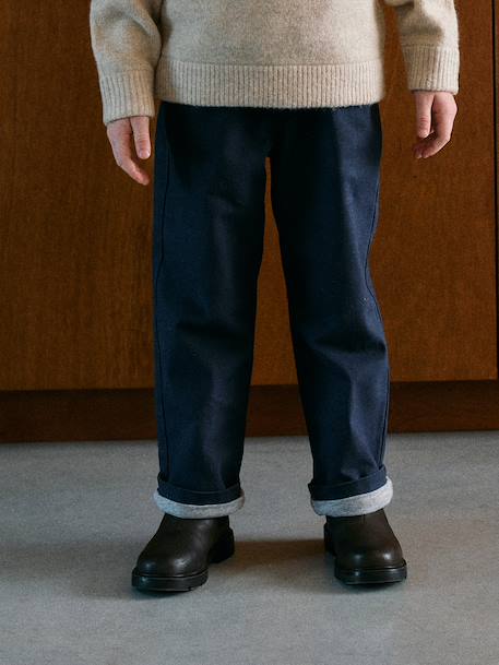 Wide-leg trousers for boys khaki+night blue 