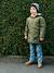 Long hooded windbreaker for boys olive 