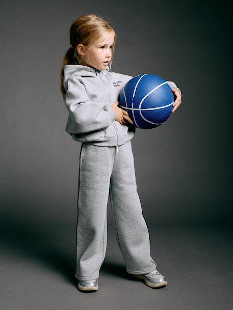 Zip-up sweatshirt tracksuit set for girls marl grey 