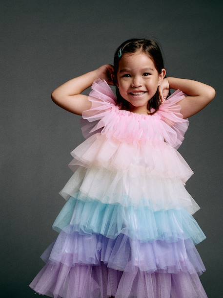 Fancy dress ruffle dress multicoloured 