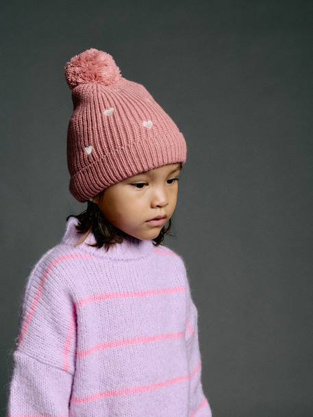 3-piece knit hat, snood and mittens set for girls rose 