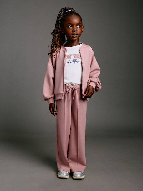 Zip-up sweatshirt for girls old rose 