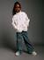 Fleece sweatshirt with zip fastening for girls vanilla 