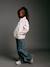Fleece sweatshirt with zip fastening for girls vanilla 