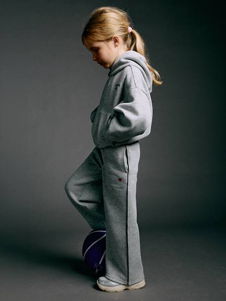 Zip-up sweatshirt tracksuit set for girls marl grey 