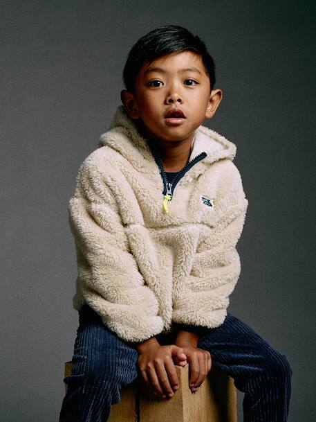 Hooded fleece sweatshirt for boys white 