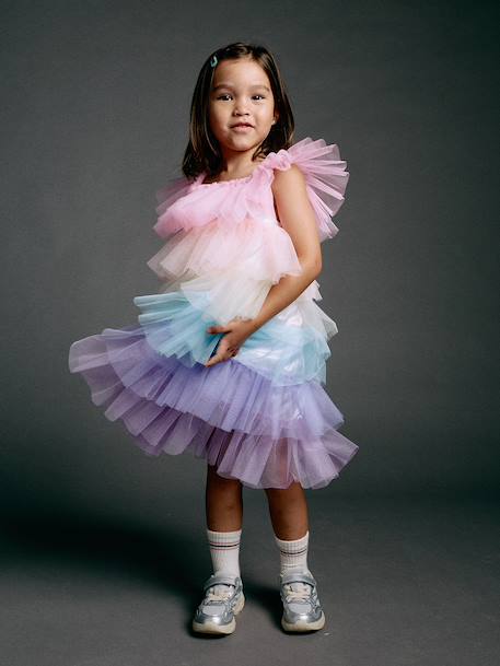 Fancy dress ruffle dress multicoloured 