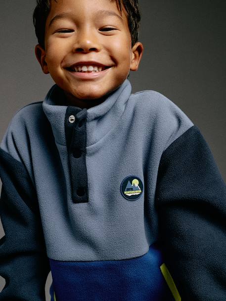 Long-Sleeved Fleece Sweatshirt for Boys blue+green 