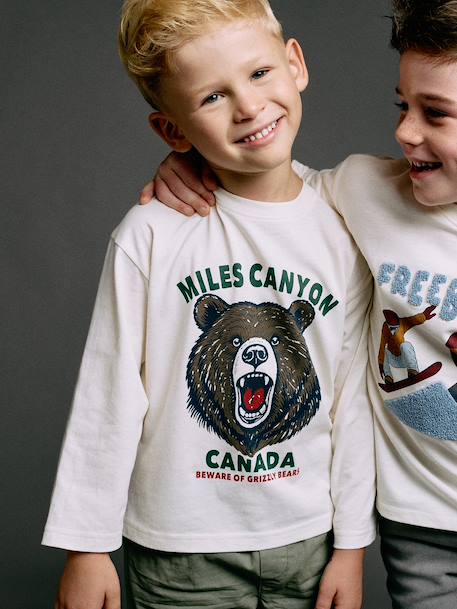 Top with Animal Motif, for Boys fir green+petrol blue+white 