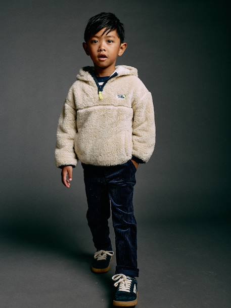 Hooded fleece sweatshirt for boys white 