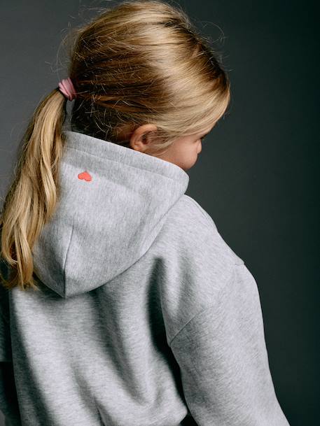 Zip-up sweatshirt tracksuit set for girls marl grey 