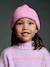 Knitted hat and snood set for girls fuchsia 