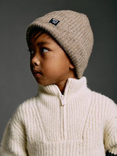 Hat, snood and gloves set for boys taupe 
