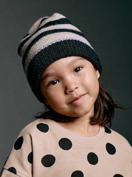 Girls knit hat, snood and gloves set anthracite 
