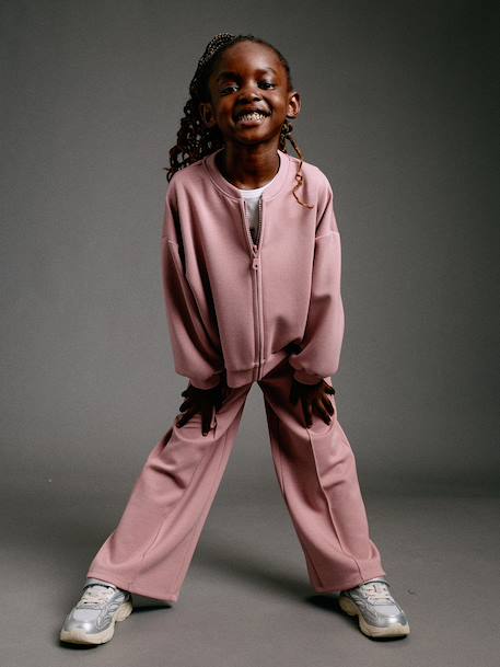 Zip-up sweatshirt for girls old rose 