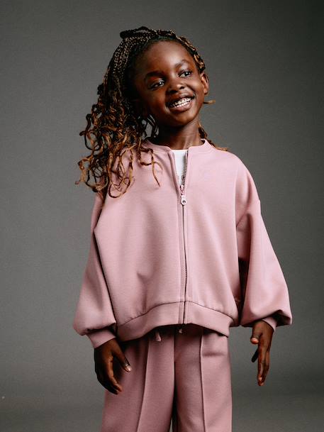 Zip-up sweatshirt for girls old rose 