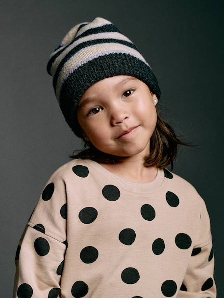 Round-neck sweatshirt for girls ecru+ivory+pale pink+taupe 