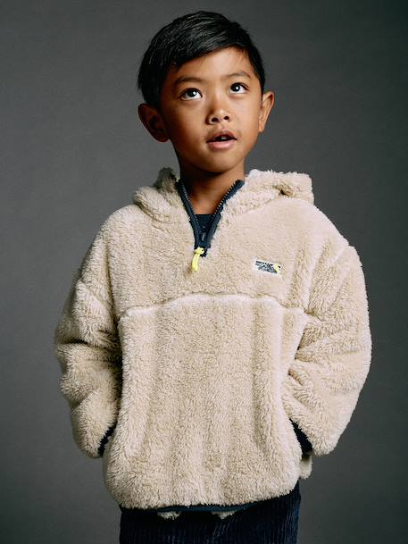 Hooded fleece sweatshirt for boys white 