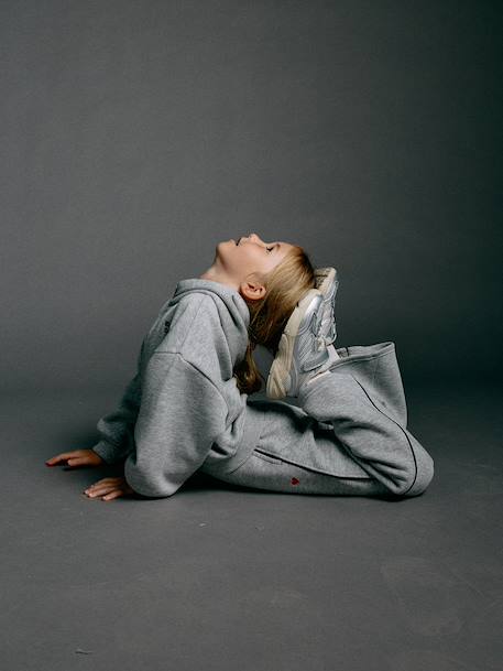 Zip-up sweatshirt tracksuit set for girls marl grey 